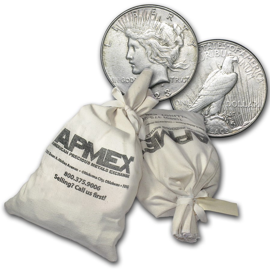 Buy &/or Peace Silver Dollars 1000Coin Bag Culls APMEX