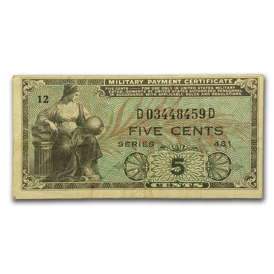 MPC Series 481 5 Cents VF MPC Series 481 5 Cents VF