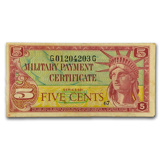 MPC Series 591 5 Cents VF MPC Series 591 5 Cents VF