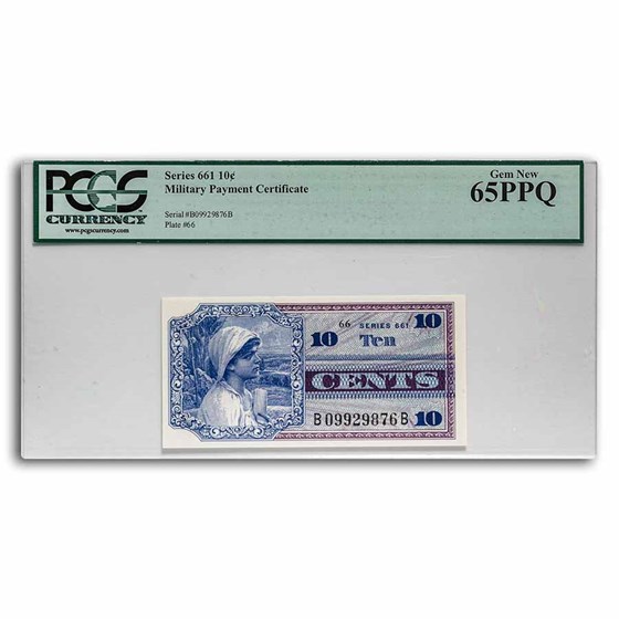 MPC Series 661 10 Cents Gem New CU-65 PPQ PCGS MPC Series 661 10 Cents Gem New CU-65 PPQ PCGS
