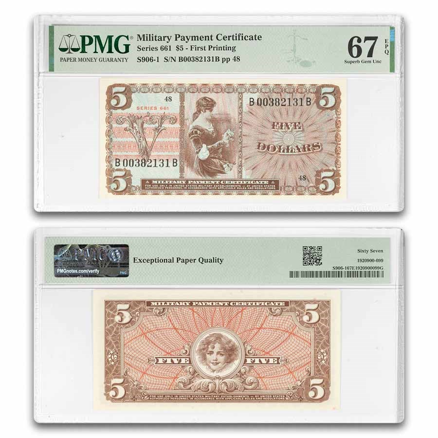 MPC Series 661 $5.00 CU-67 EPQ PMG (FR. M906-1)