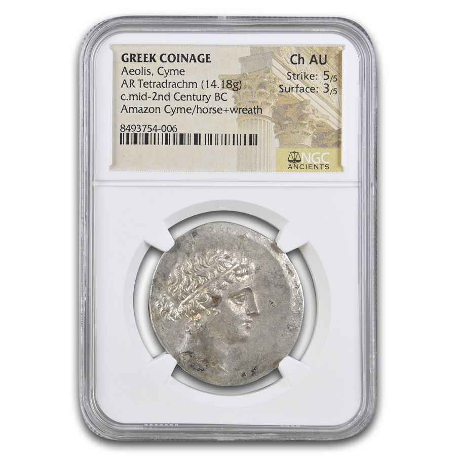 Myrina Aeolis Silver Tetradrachm (2nd cent. BC) Ch AU NGC (5/3)