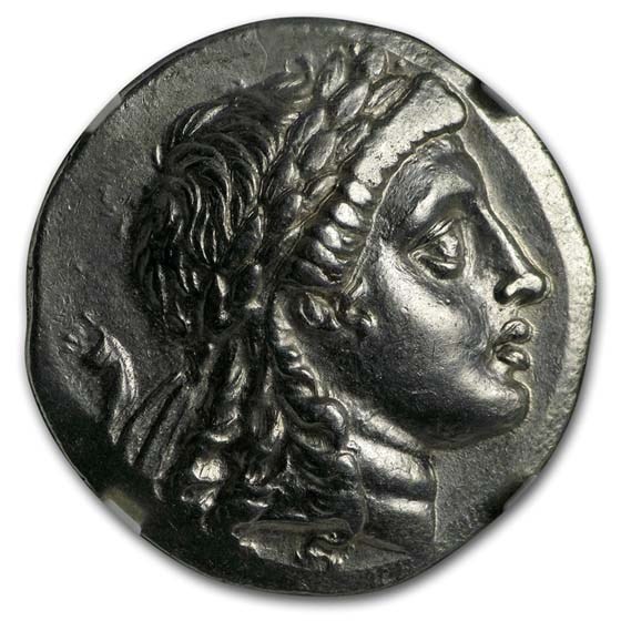 Myrina Aeolis Silver Tetradrachm/Apollo (2nd cent. BC) Ch AU NGC Myrina Aeolis Silver Tetradrachm/Apollo (2nd cent. BC) Ch AU NGC