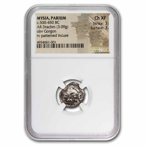 Mysia Parium AR Drachm (c. 500-450 BC) Ch XF NGC Mysia Parium AR Drachm (c. 500-450 BC) Ch XF NGC