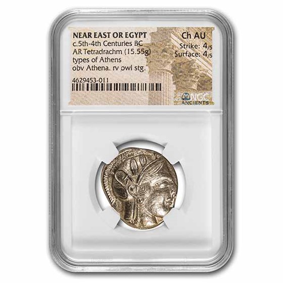 Near East Imitative Tetradrachm Owl (5th-4th century) Ch AU NGC Near East Imitative Tetradrachm Owl (5th-4th century) Ch AU NGC