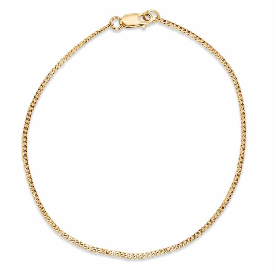 Nebü 22K Gold 1.6 mm 17 cm Flat Curb Chain Bracelet