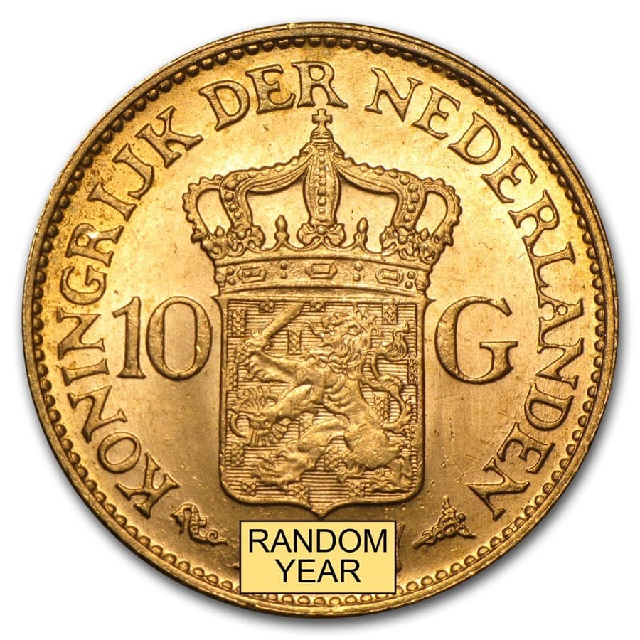 Netherlands Gold 10 Guilders Average Circ (Random)