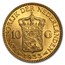 Netherlands Gold 10 Gulden (Random) AU