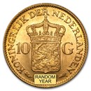 Netherlands Gold 10 Gulden (Random) Avg Circ