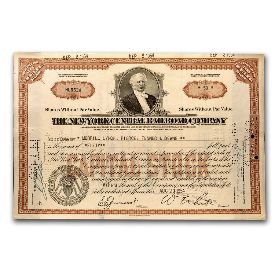 New York Central Railroad Co. Vanderbilt Portrait Stock - (Brown)