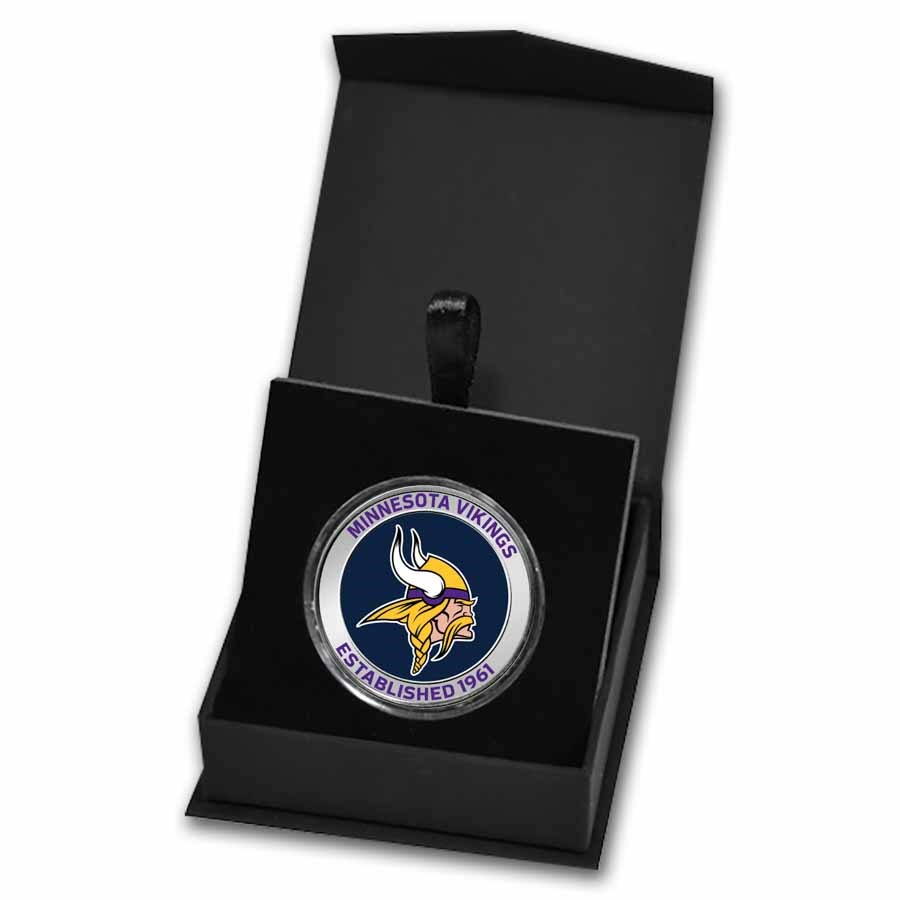 NFL Minnesota Vikings 1 oz Silver Colorized Round (w/Box)