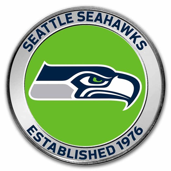 NFL Seattle Seahawks 1 oz Silver Colorized Round (w/Box)