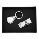 Nickel-plated Key Ring and Money Clip Set - Teardrop