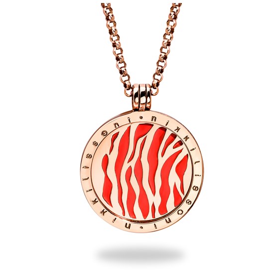 Nikki Lissoni Pink Tiger Rose Gold Plated 33 mm Pendant w/Chain Nikki Lissoni Pink Tiger Rose Gold Plated 33 mm Pendant w/Chain