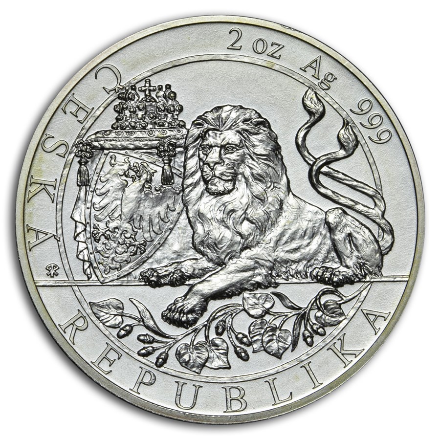 Niue 2 oz Silver Czech Lion (Abrasions, Random)