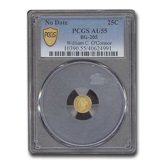 (No Date) Liberty Round 25 Cent Gold AU-55 PCGS (BG-205) (No Date) Liberty Round 25 Cent Gold AU-55 PCGS (BG-205)