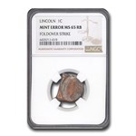 NO DATE Lincoln Cent MS-65 NGC (Red/Brown, Foldover Strike)