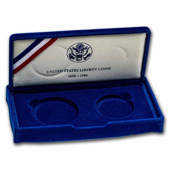 OGP Box & COA - 1986 Liberty Silver Proof Set 2-Coin (Empty)
