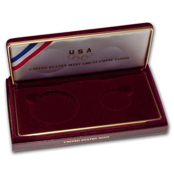 OGP Box & COA - 1988 2-Coin Commem Olympic PF Set (Empty)