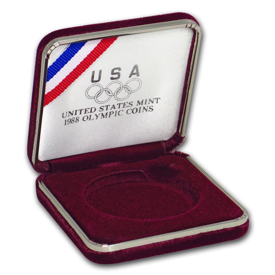 OGP Box & COA - 1988-S Olympic $1 Silver Commem Proof