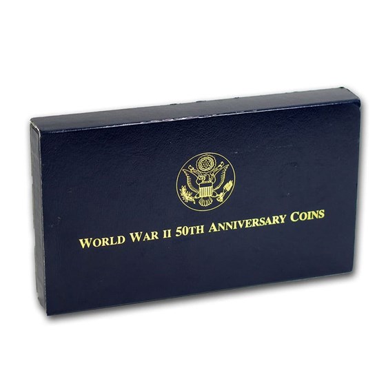 OGP Box & COA - 1991-95 World War II 50th Anniversary $5 Gold Pf OGP Box & COA - 1991-95 World War II 50th Anniversary $5 Gold Pf