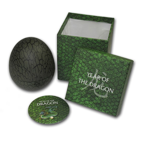 OGP Box & COA - 2012 Niue 1/2 oz Silver $2 Lunar Dragon Egg Case