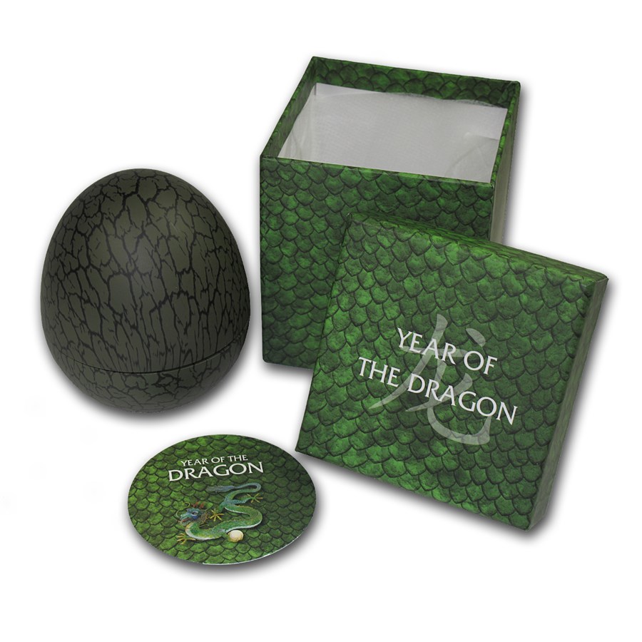 OGP Box & COA - 2012 Niue 1/2 oz Silver $2 Lunar Dragon Egg Case