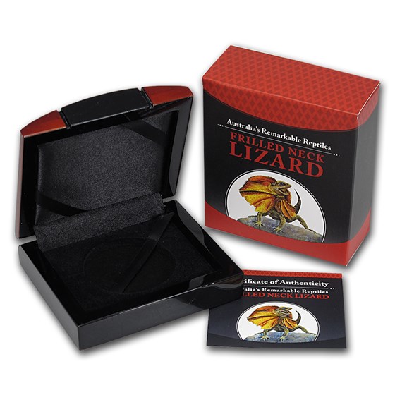 OGP Box & COA - 2013 Silver Frilled Neck Lizard Proof OGP Box & COA - 2013 Silver Frilled Neck Lizard Proof