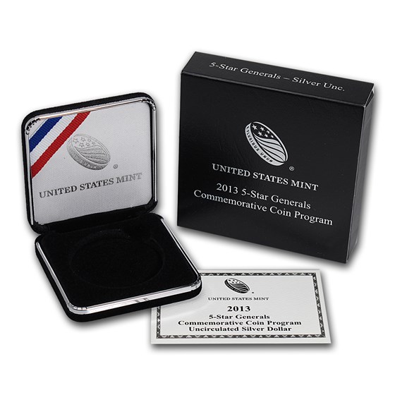OGP Box & COA - 2013 U.S. Mint 5 Star General Silver Unc. Coin OGP Box & COA - 2013 U.S. Mint 5 Star General Silver Unc. Coin