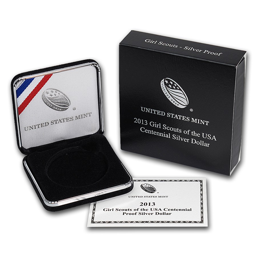 OGP Box & COA - 2013 U.S. Mint Girl Scouts Silver Proof Coin