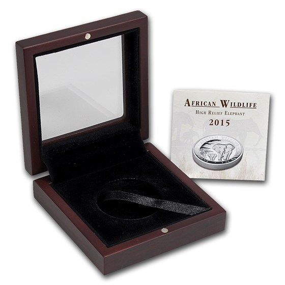 OGP Box & COA - 2015 1 oz Silver Somalian Elephant High Relief OGP Box & COA - 2015 1 oz Silver Somalian Elephant High Relief