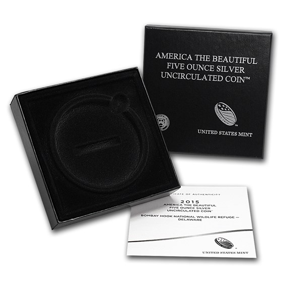 OGP Box & COA - 2015 U.S. Mint 5 oz Silver ATB Coin (Bombay Hook) OGP Box & COA - 2015 U.S. Mint 5 oz Silver ATB Coin (Bombay Hook)