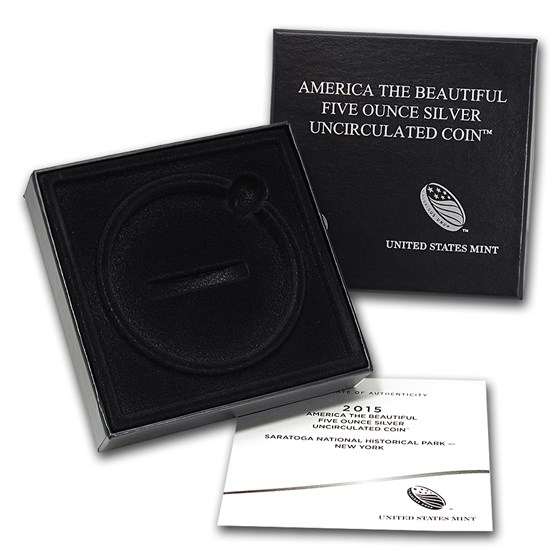 OGP Box & COA - 2015 U.S. Mint 5 oz Silver ATB Coin (Saratoga) OGP Box & COA - 2015 U.S. Mint 5 oz Silver ATB Coin (Saratoga)