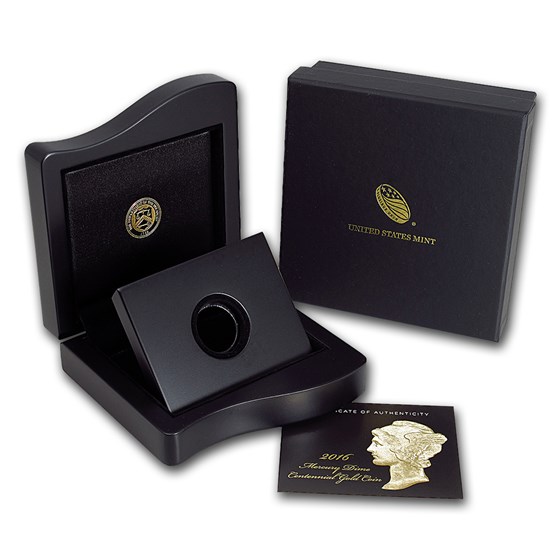 OGP Box & COA - 2016 Mercury Dime Centennial Gold Coin OGP Box & COA - 2016 Mercury Dime Centennial Gold Coin