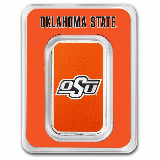 Oklahoma State University 1 oz Silver Colorized Bar (in TEP)