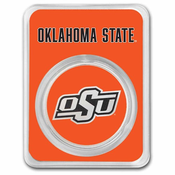 Oklahoma State University 1 oz Silver Colorized Round (in TEP)