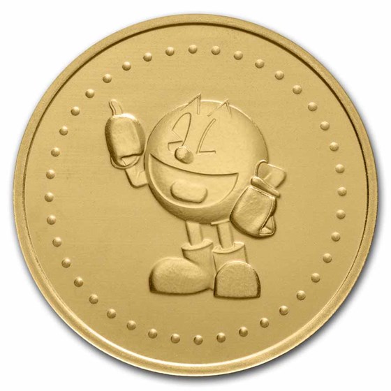 PAC-MAN Game Token - 1 oz Gold Slot Medal PAC-MAN Game Token - 1 oz Gold Slot Medal