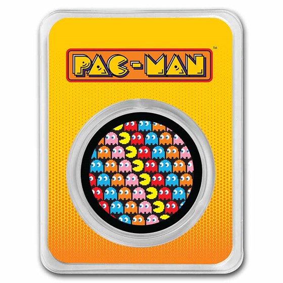 PAC-MAN™ Pixel Pattern 1 oz Colorized Silver Round