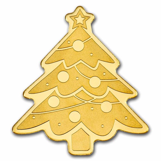 Palau 1/2 gram Gold $1 Christmas Tree Shaped Coin