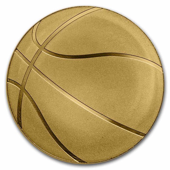 Palau 1/2 gram Gold $1 Golden Basketball Shaped Coin Palau 1/2 gram Gold $1 Golden Basketball Shaped Coin