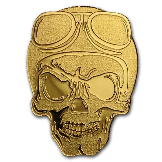Palau 1/2 gram Gold $1 Golden Biker Skull