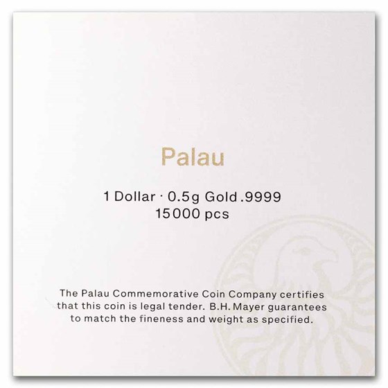 Palau 1/2 gram Gold 1 Golden Highlights Elephant Shaped Coin