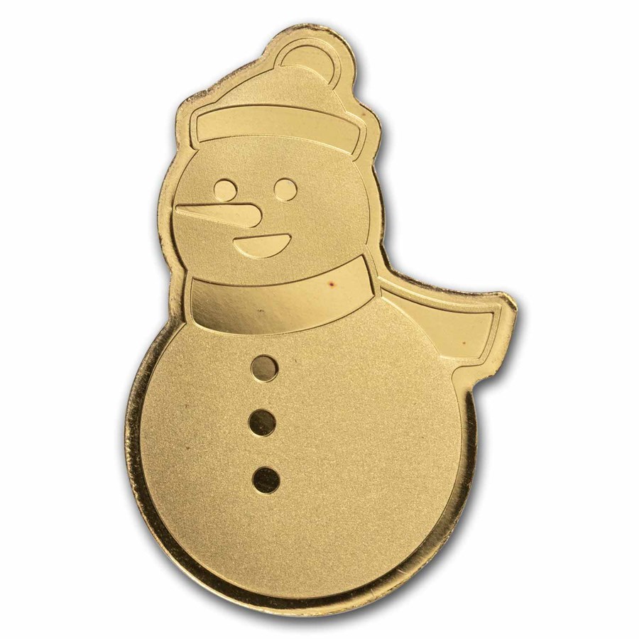 Palau 1/2 gram Gold $1 Snowman Shaped Coin