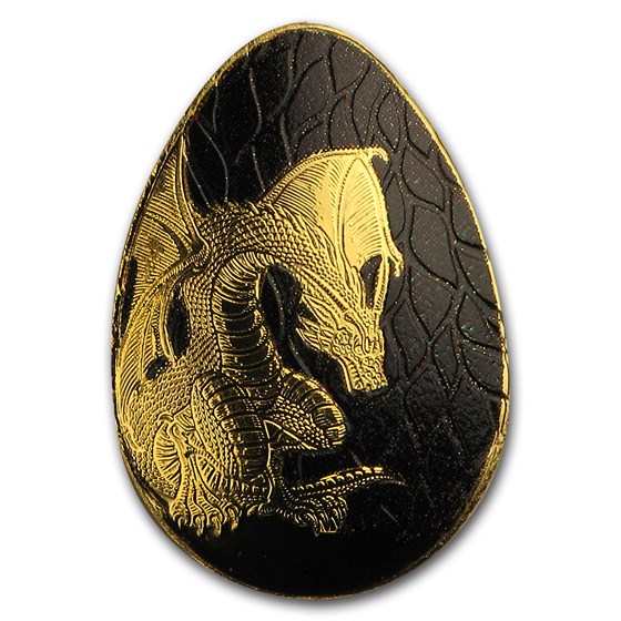 Palau 1/2 gram Golden Dragon Concave Egg Shape Proof Palau 1/2 gram Golden Dragon Concave Egg Shape Proof