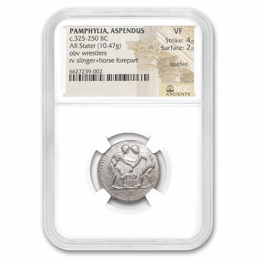 Pamphylia Aspendos AR Stater Wrestlers (325-250 BC) VF NGC