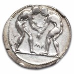 Pamphylia Aspendus AR Stater Wrestlers (380-325 BC) Ch XF NGC