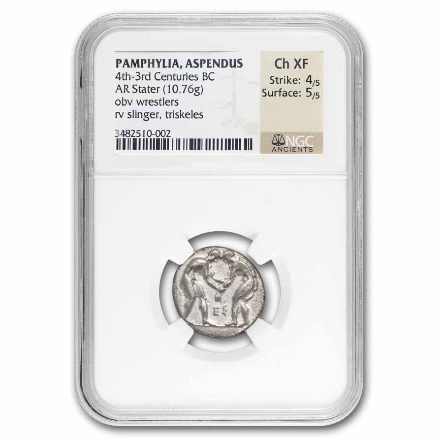 Pamphylia Aspendus Stater Ch-XF NGC (4th-3rd Century BC)