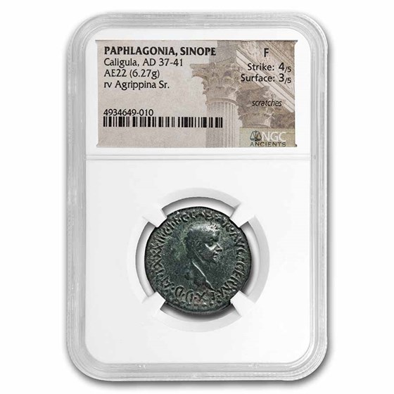 Papglagonia,Sinope Caligula AE22 (37-41 AD) Fine NGC (RPC I 2128) Papglagonia,Sinope Caligula AE22 (37-41 AD) Fine NGC (RPC I 2128)