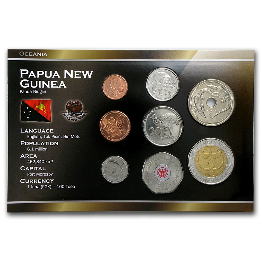 Buy Papua New Guinea 1 Toea2 Kina Coin Set Unc APMEX Buy Papua New Guinea 1 Toea2 Kina Coin Set Unc APMEX
