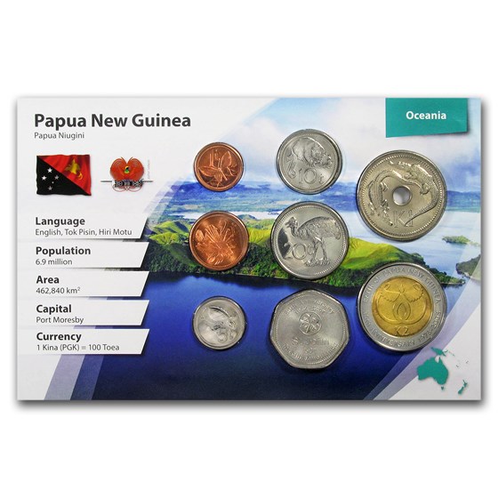 Papua New Guinea 8-Coin Set BU (Landscape Packaging) Papua New Guinea 8-Coin Set BU (Landscape Packaging)